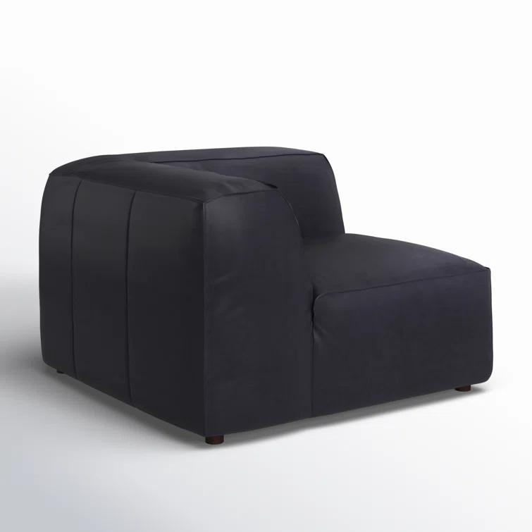 Moe's Home Collection Form Corner Chair Vantage Black Leather Leather