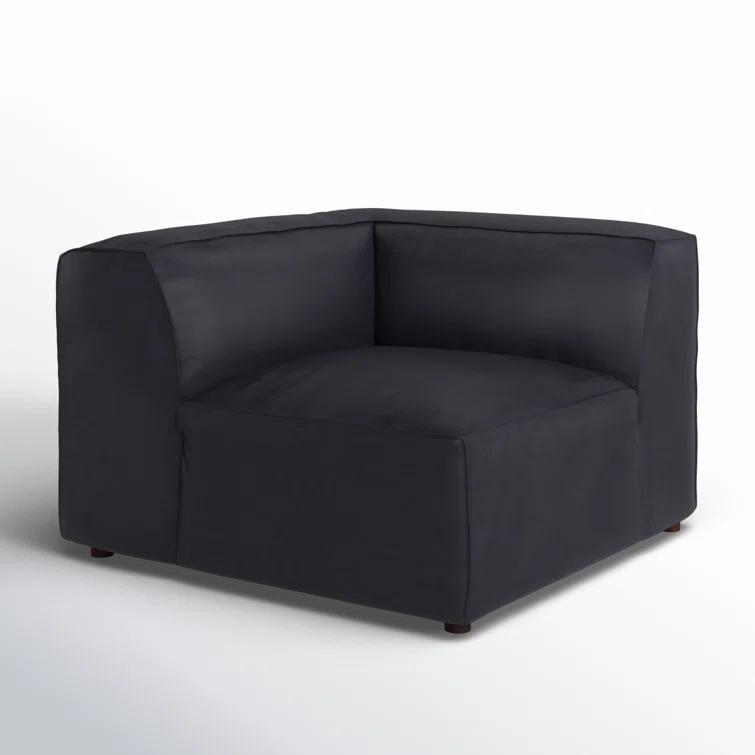 Moe's Home Collection Form Corner Chair Vantage Black Leather Leather