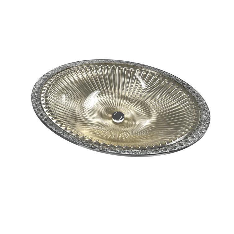 CastelloUSA Olive 22" Tempered Glass Oval Bathroom Vessel Sink
