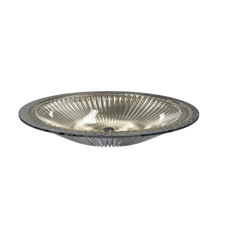 CastelloUSA Olive 22" Tempered Glass Oval Bathroom Vessel Sink