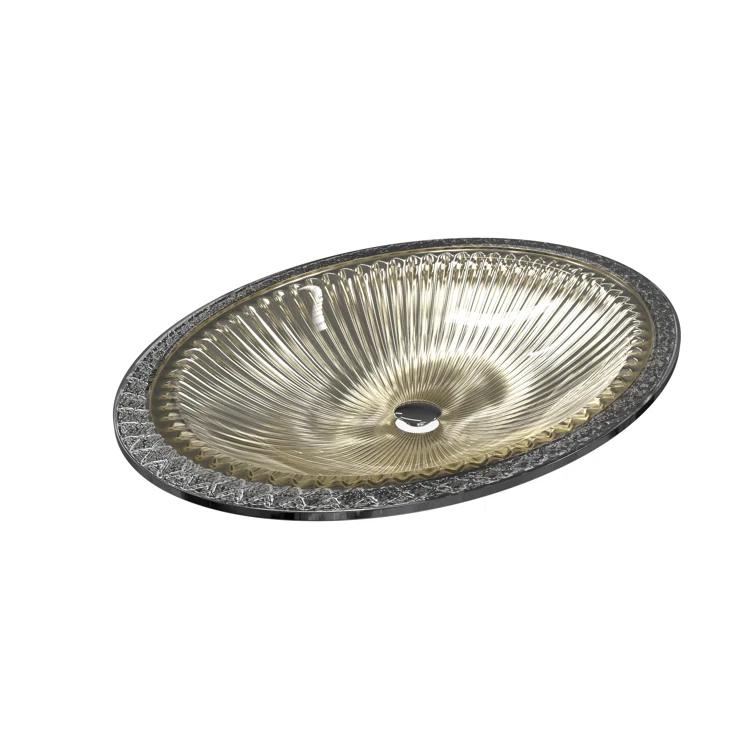 CastelloUSA Olive 22" Tempered Glass Oval Bathroom Vessel Sink