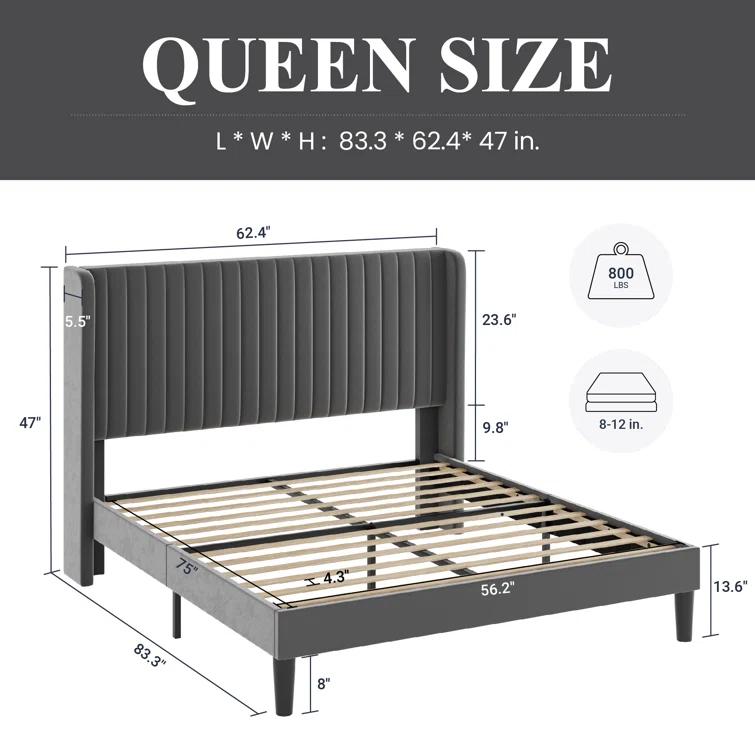 Candler Upholstered Platform Bed with Wingback