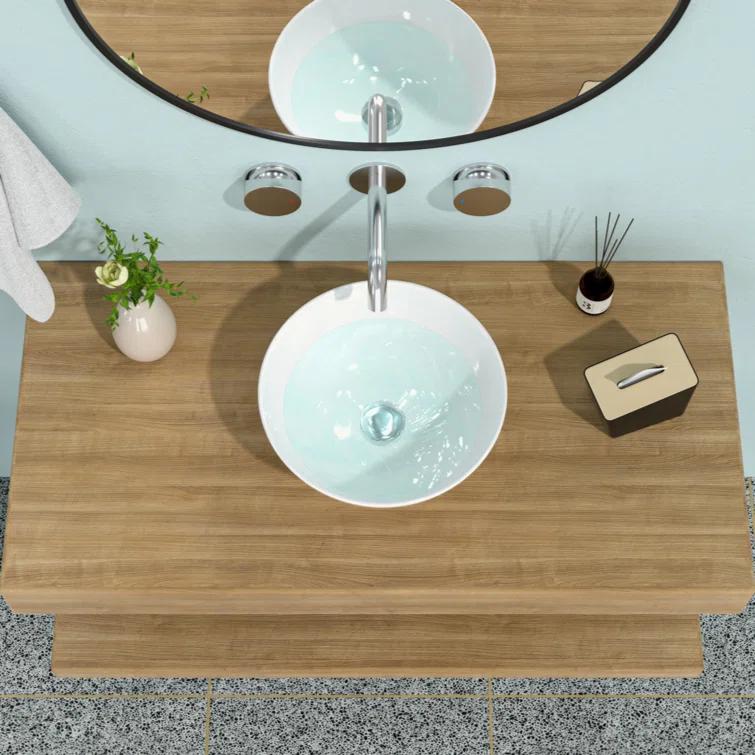 13X13 Inch White Ceramic Circular Vessel Bathroom Sink