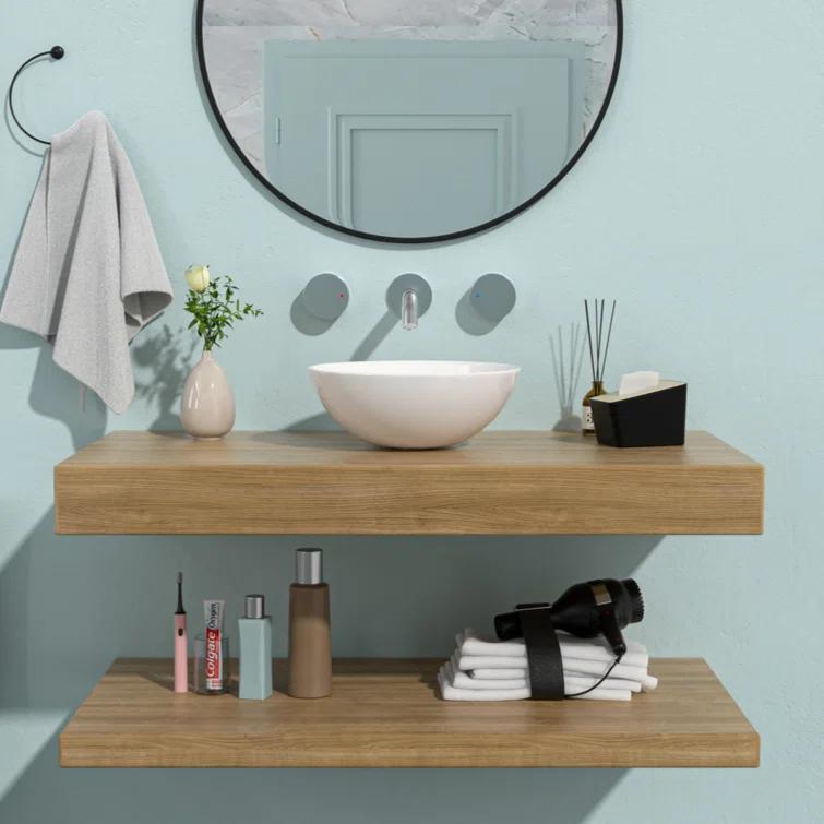 13X13 Inch White Ceramic Circular Vessel Bathroom Sink