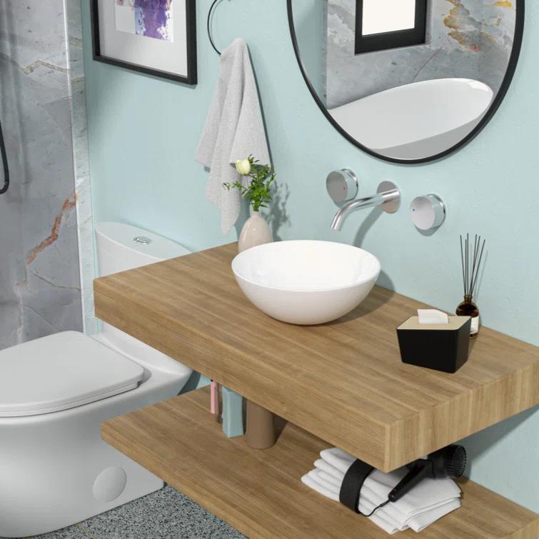 13X13 Inch White Ceramic Circular Vessel Bathroom Sink