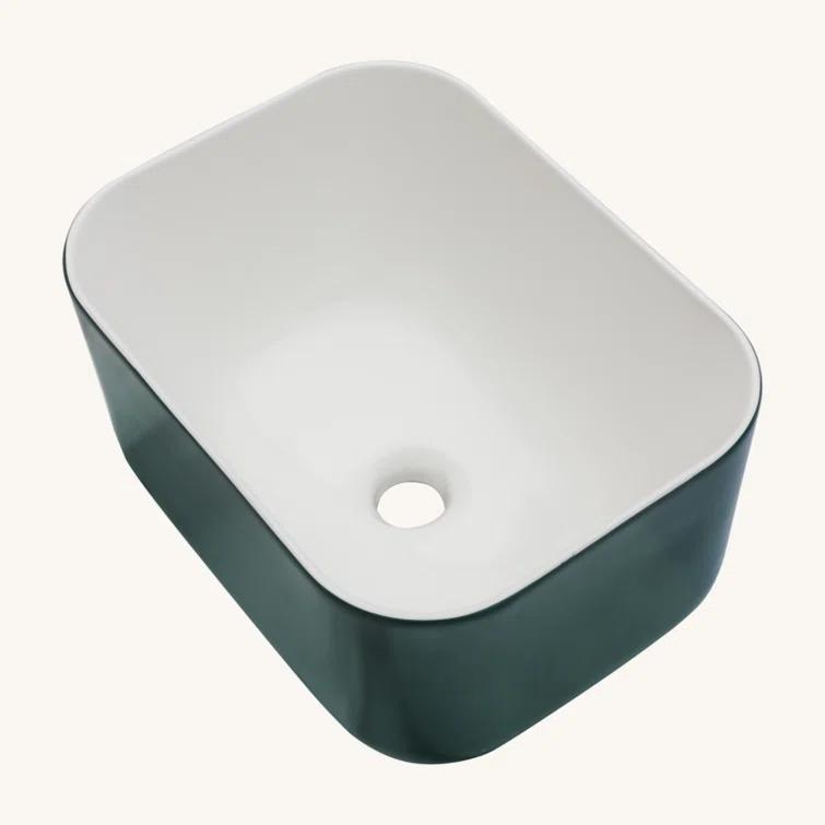 Tech Cube 16X12 Inch Ceramic Square Vessel Bathroom Sink TCYX05440A