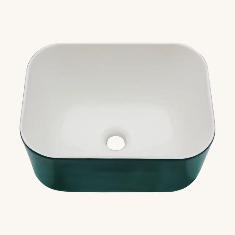 Tech Cube 16X12 Inch Ceramic Square Vessel Bathroom Sink TCYX05440A