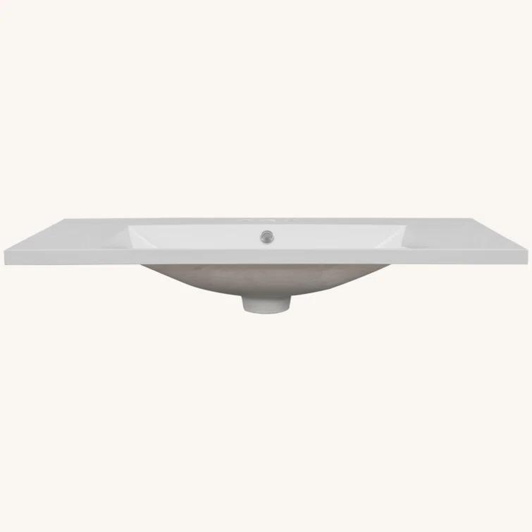 Tech Cube TCYX05543A 36" Single Bathroom Vanity Top With White Basin, 3-Faucet Holes, Ceramic, White