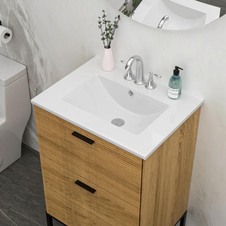 Tech Cube 24"X18" White Rectangular Single Vanity Top With Overflow(Sink Only) TCYX05466A