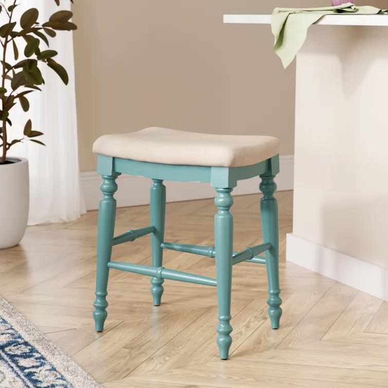 Kelly Clarkson Home Jordyn Backless Upholstered Wood Counter & Bar Stool