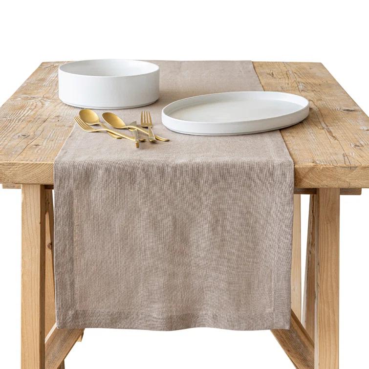 over&back Washed 100% Linen Table Runner - Machine Washable