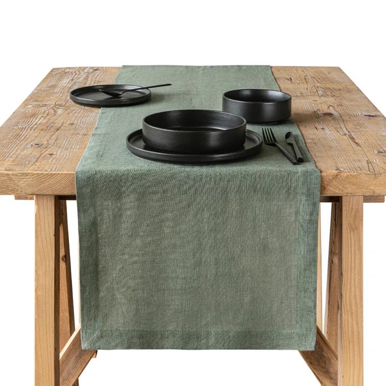 over&back Washed 100% Linen Table Runner - Machine Washable