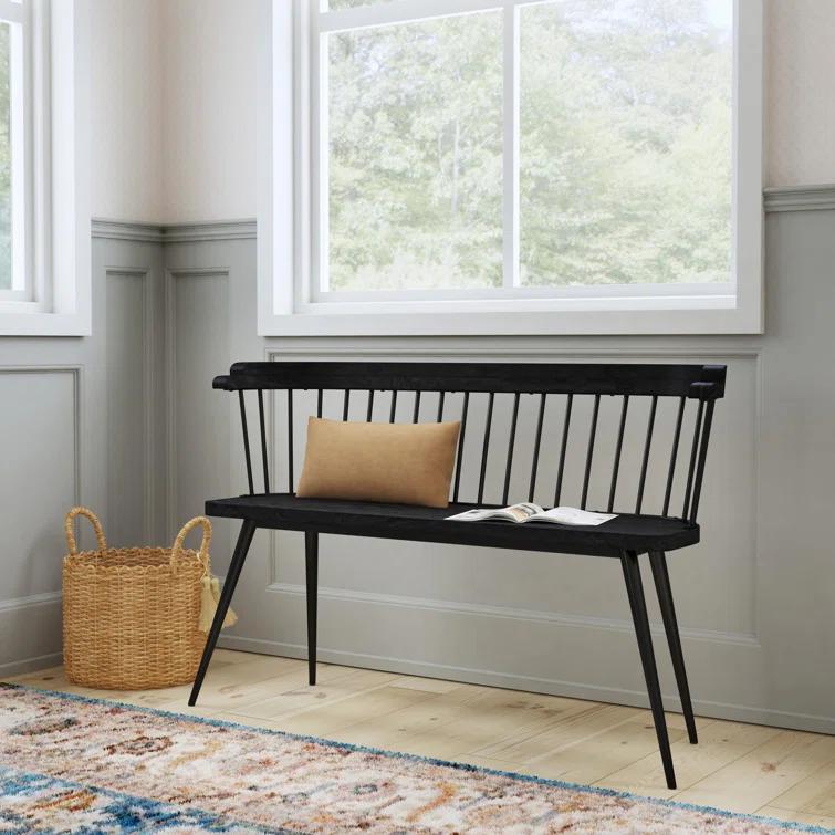 Butler Tempe Wood And Iron Spindle Back Bench - Black