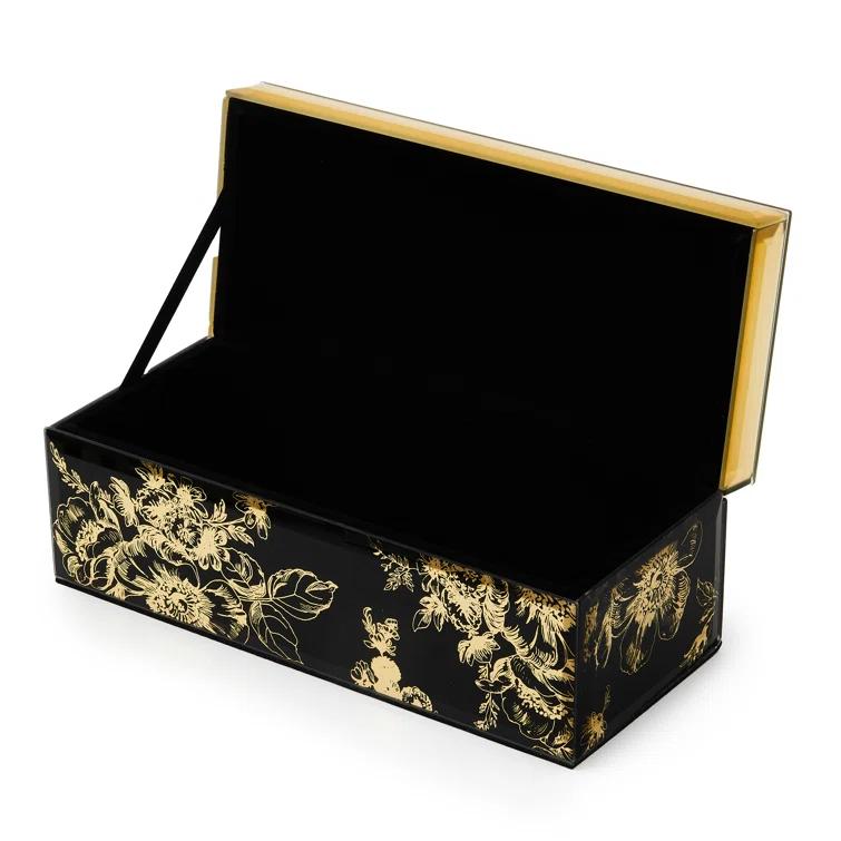 MacKenzie-Childs Twilight Toile Decorative Box With Gold Hinged Lid