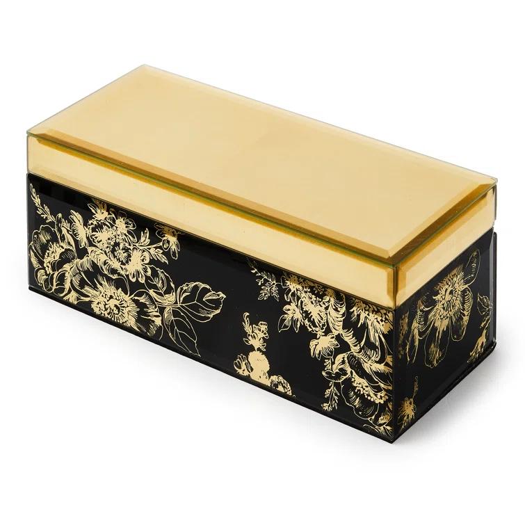 MacKenzie-Childs Twilight Toile Decorative Box With Gold Hinged Lid