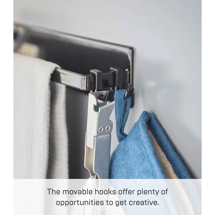 Yamazaki Home 3100 11.02" Magnetic Kitchen Dish Towel Hanger Rack Wall Mounted Towel Bar