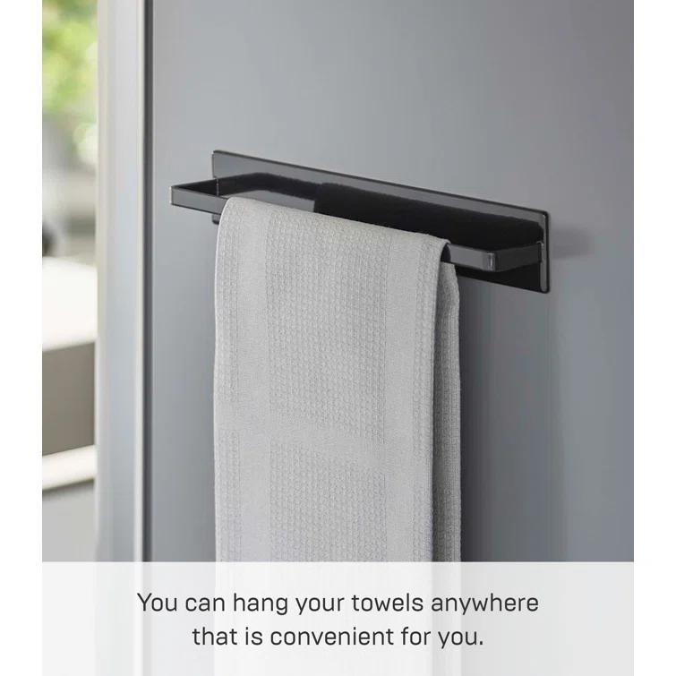 Yamazaki Home 3100 11.02" Magnetic Kitchen Dish Towel Hanger Rack Wall Mounted Towel Bar