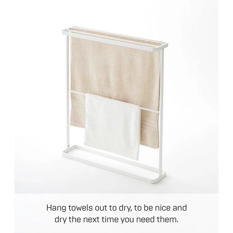 Yamazaki Home Bath Towel Hanger - Bathroom Organizer Storage Holder Dry Rack, Steel