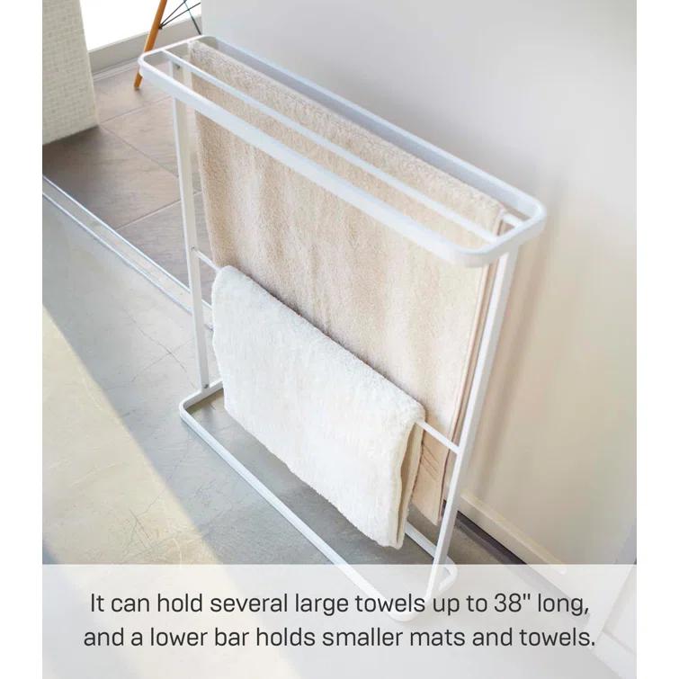 Yamazaki Home Bath Towel Hanger - Bathroom Organizer Storage Holder Dry Rack, Steel