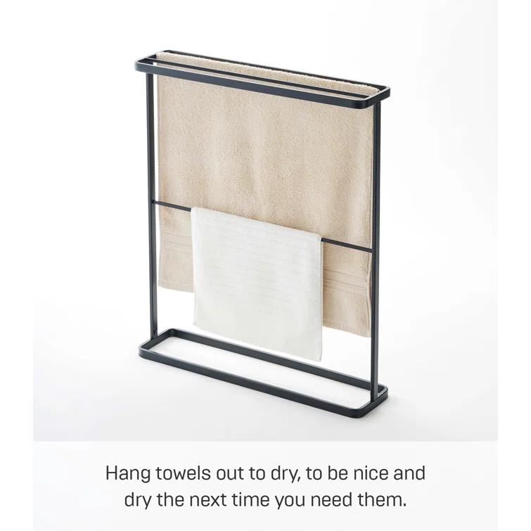 Yamazaki Home Bath Towel Hanger - Bathroom Organizer Storage Holder Dry Rack, Steel