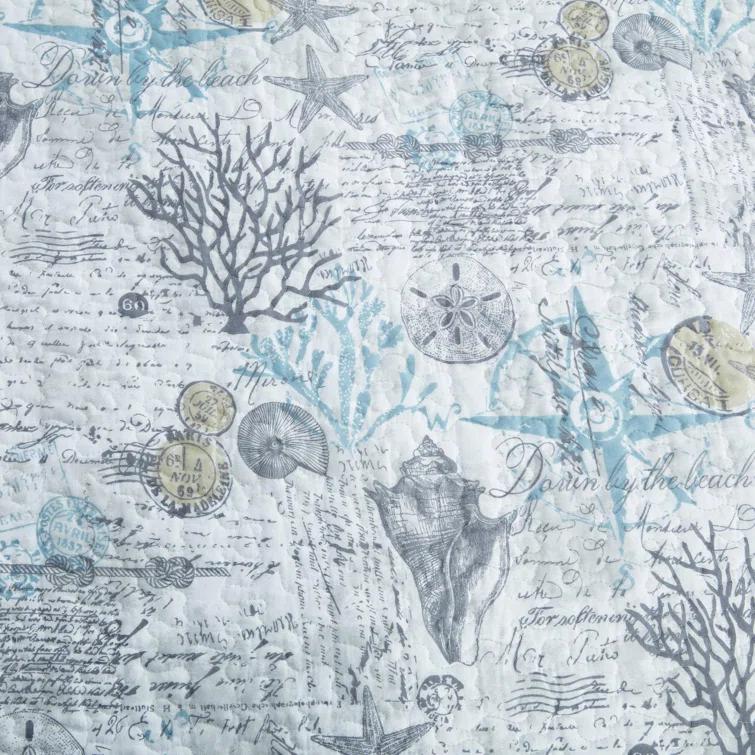 Tommy Bahama Home Tommy Bahama Beach Bliss Grey Cotton Reversible Quilt Set