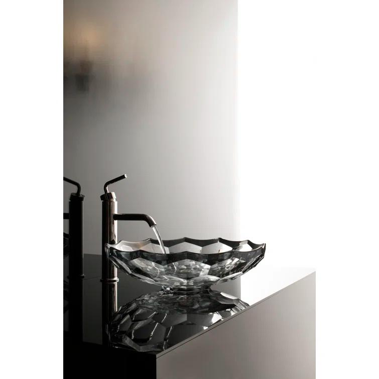 Kohler Briolette, Artist Editions Oval Faceted Glass Bathroom Vessel Sink