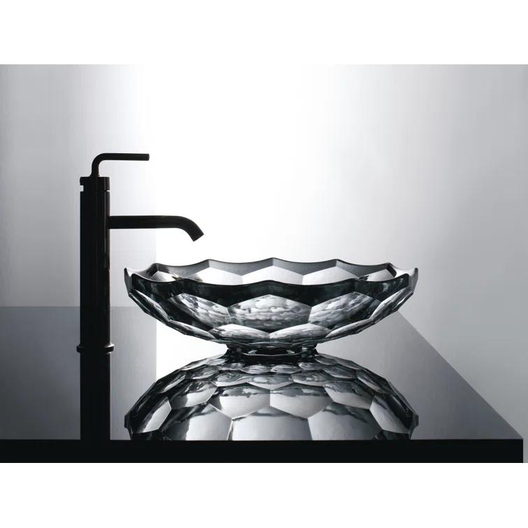 Kohler Briolette, Artist Editions Oval Faceted Glass Bathroom Vessel Sink