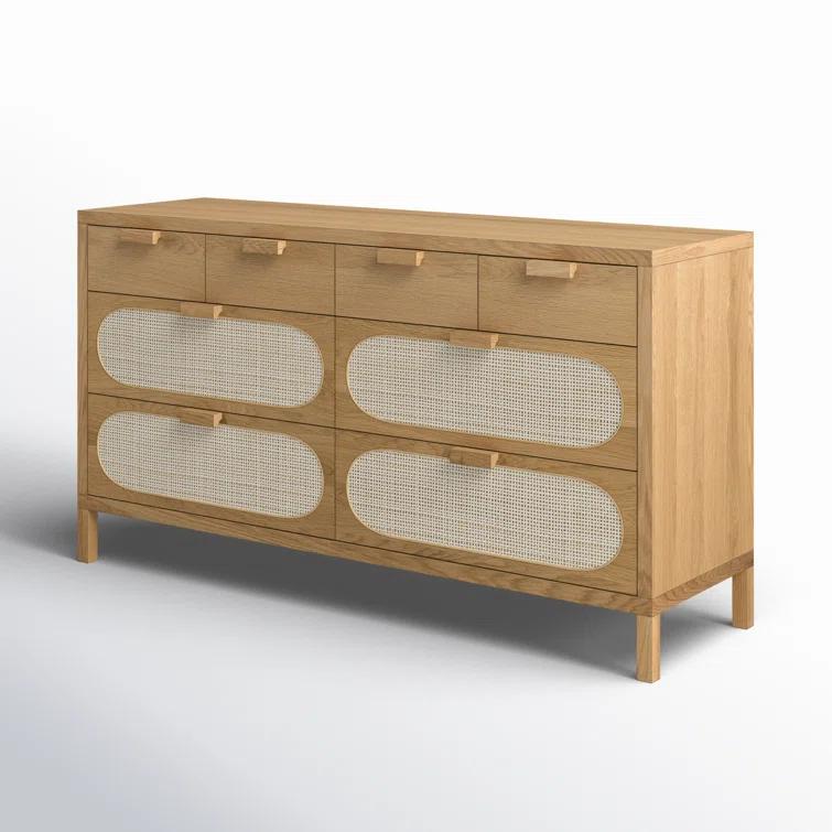 Alder Cane Paned 8-Drawer Dresser