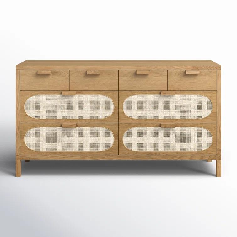 Alder Cane Paned 8-Drawer Dresser