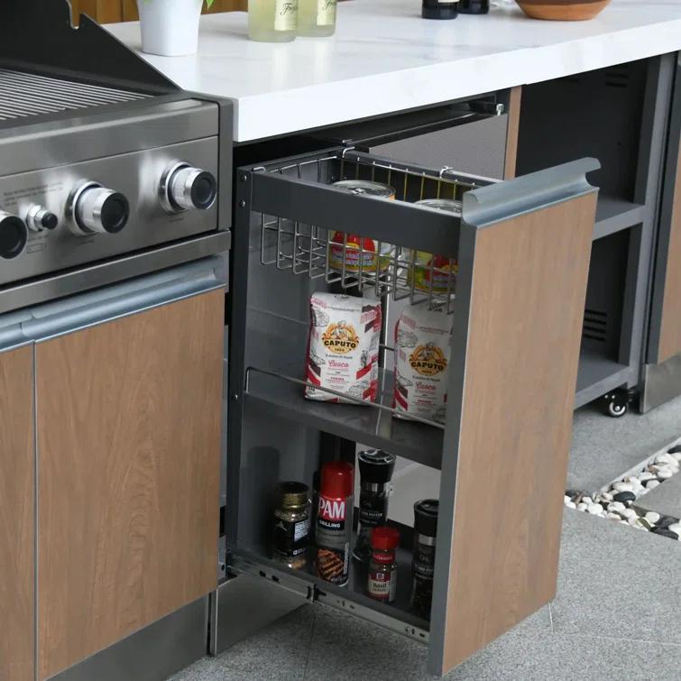 Prokan Bespoke 94" 5B - 3 Modular Outdoor Kitchen In Wood Pattern Panels