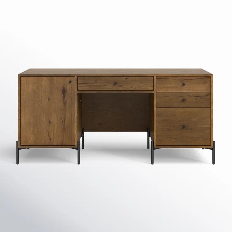 Amber Oak Resin Executive Desk with Drawer