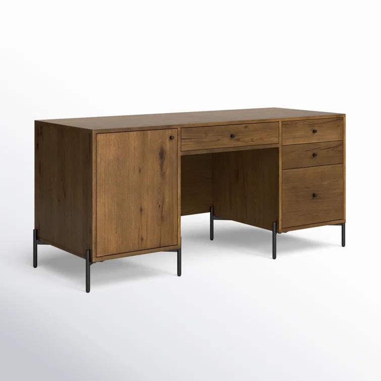 Amber Oak Resin Executive Desk with Drawer
