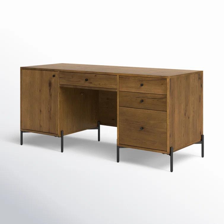Amber Oak Resin Executive Desk with Drawer