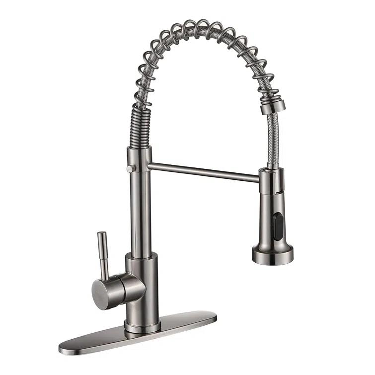 Fairub MAMCPM Brushed Nickel Kitchen Faucet With Pull Down Sprayer, Stainless Steel Kitchen Sink Faucets