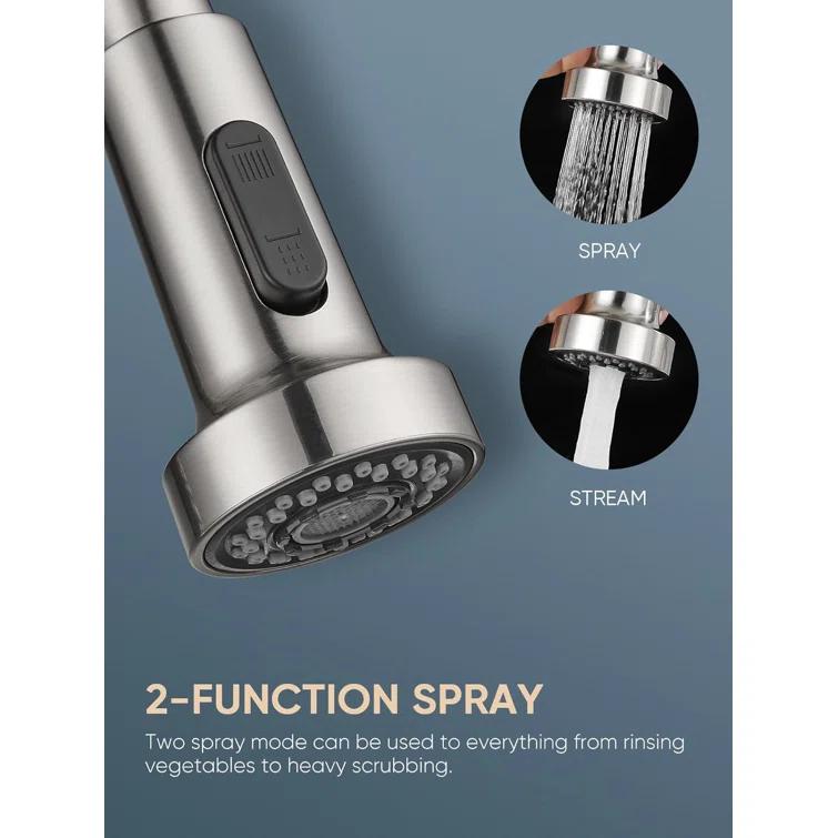 Fairub MAMCPM Brushed Nickel Kitchen Faucet With Pull Down Sprayer, Stainless Steel Kitchen Sink Faucets