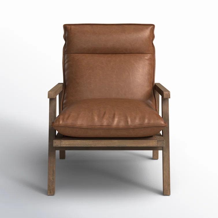 Orion Contemporary 27'' Brown Leather Accent Chair with Ladder-Back