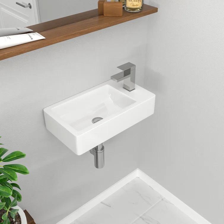 Lordear LGP1810-11 Lordear 10'' White Ceramic Rectangular Bathroom Sink