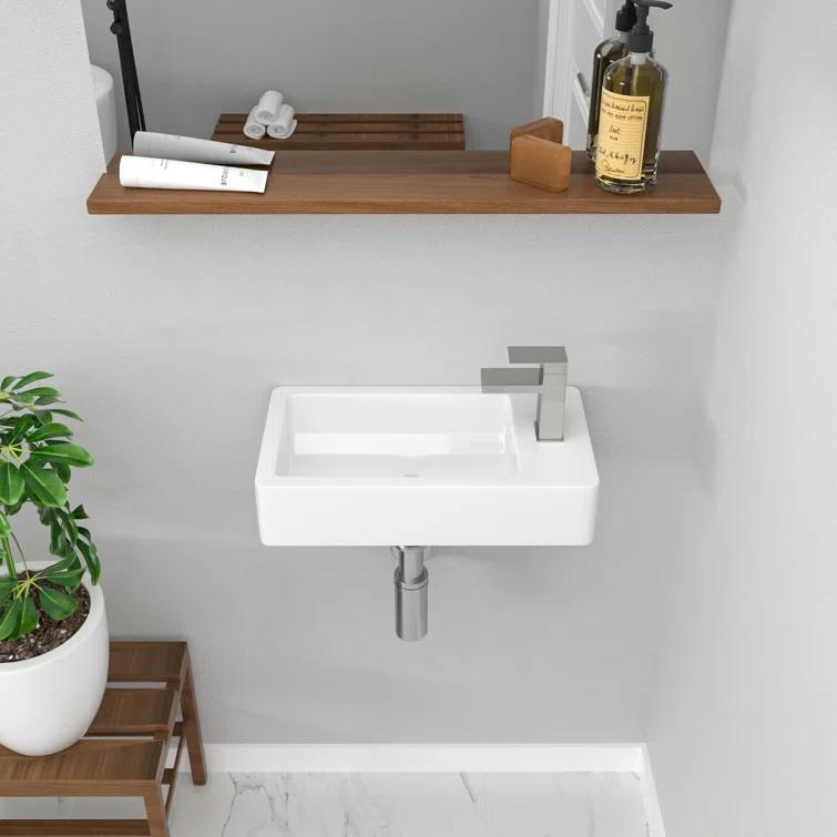 Lordear LGP1810-11 Lordear 10'' White Ceramic Rectangular Bathroom Sink