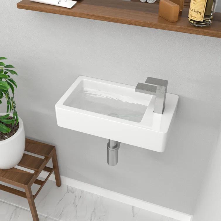 Lordear LGP1810-11 Lordear 10'' White Ceramic Rectangular Bathroom Sink