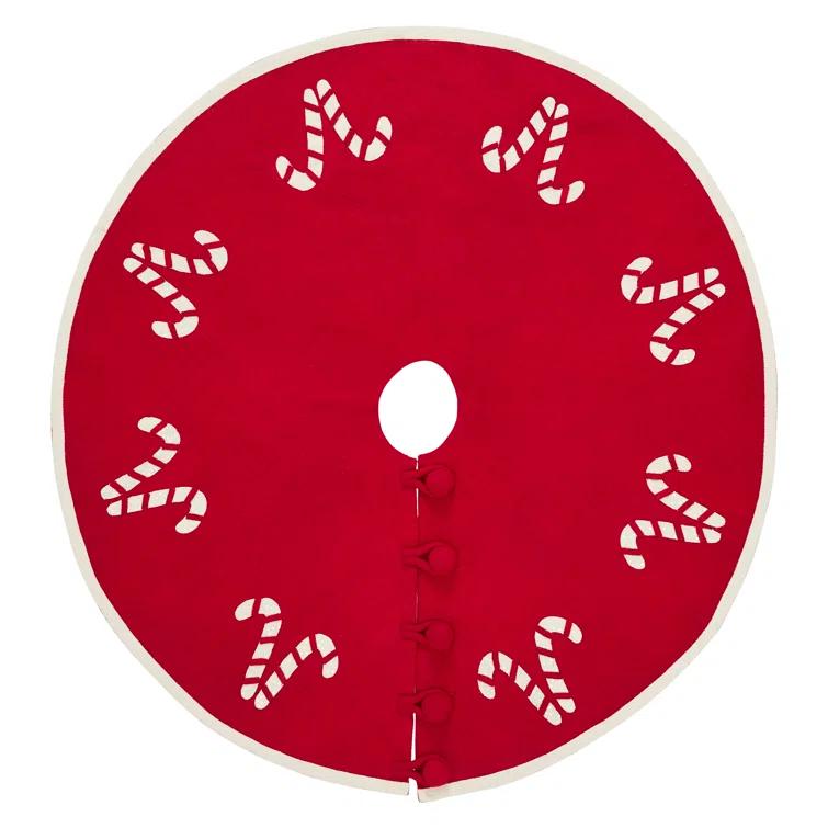 Handmade Christmas Tree Skirt in Felt - Candy Canes - 60"