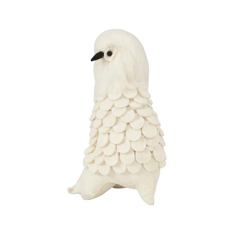 Arcadia Home Snowy Owl Handmade Hand Felted Wool Christmas Tree Topper