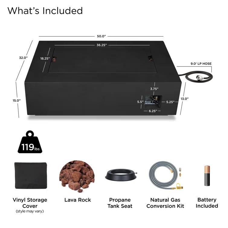 AEGEAN Propane / Natural Gas Outdoor Fire Pit Table