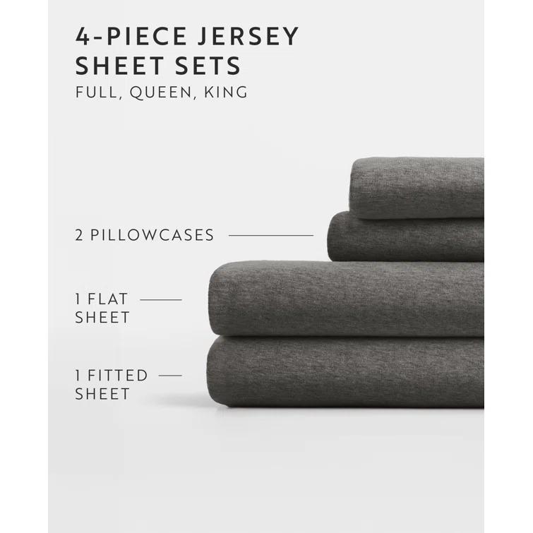 4 Piece 100% Cotton Jersey Knit Sheet Sets