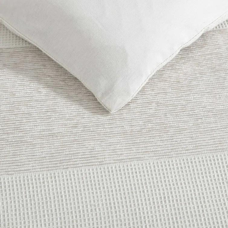 Vera Wang Vera Wang Chenille Waffle Stripe Beige Duvet Cover Set