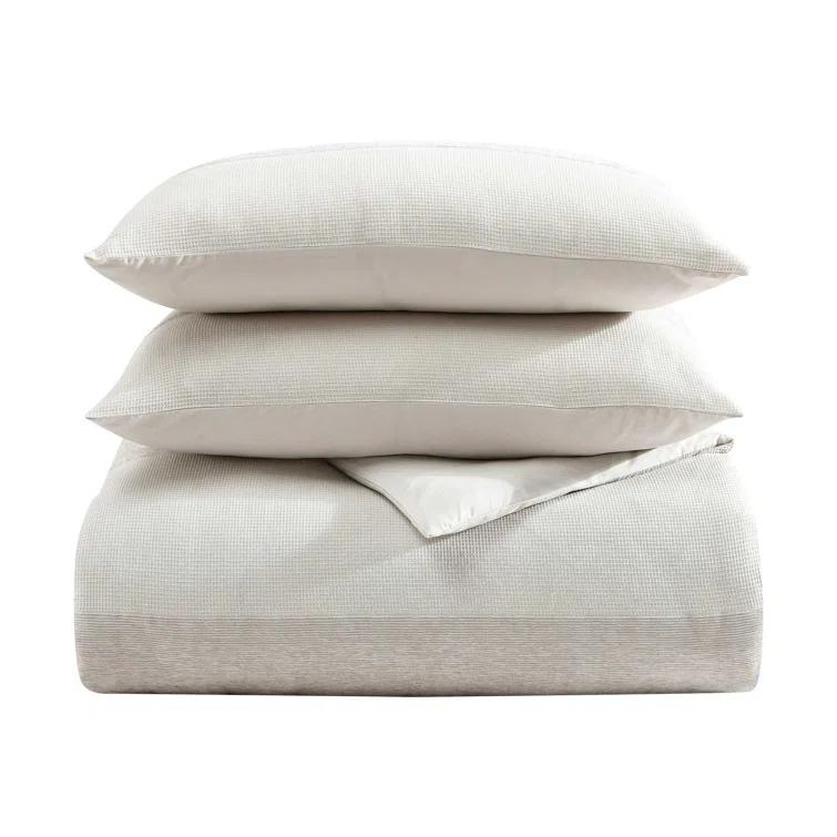 Vera Wang Vera Wang Chenille Waffle Stripe Beige Duvet Cover Set