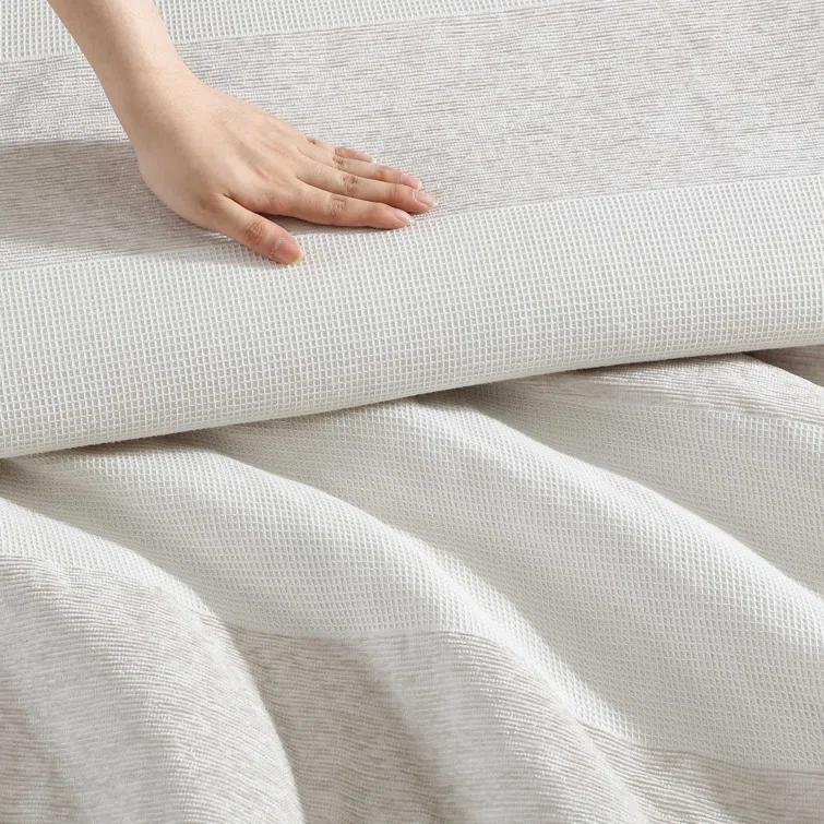 Vera Wang Vera Wang Chenille Waffle Stripe Beige Duvet Cover Set
