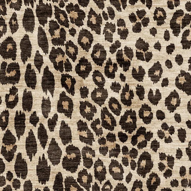 Gertmenian Crystal Print Lennie Leopard Brown Gold Ivory Modern Animal Print Flat Pile Indoor Area Rug