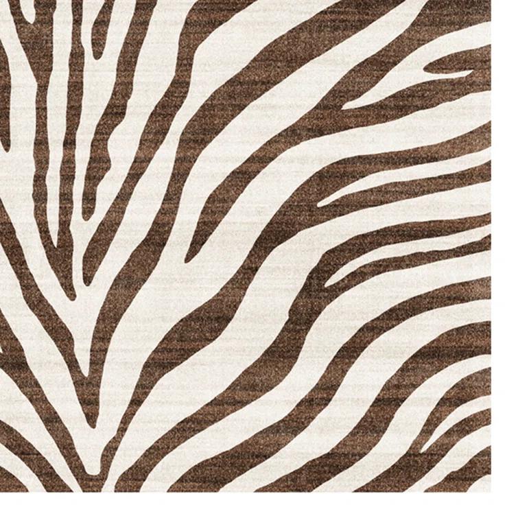 Gertmenian Crystal Print Zebra Modern Animal Print Brown Cream Washable Flat Pile Indoor Area Rug