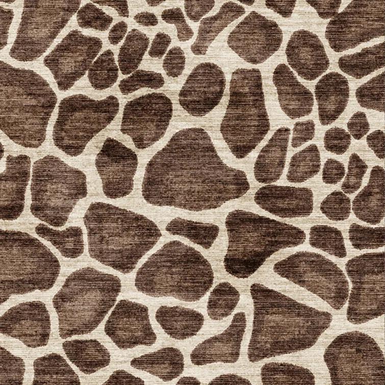 Gertmenian Crystal Print Gavin Giraffe Brown Ivory Modern Animal Print Flat Pile Indoor Area Rug