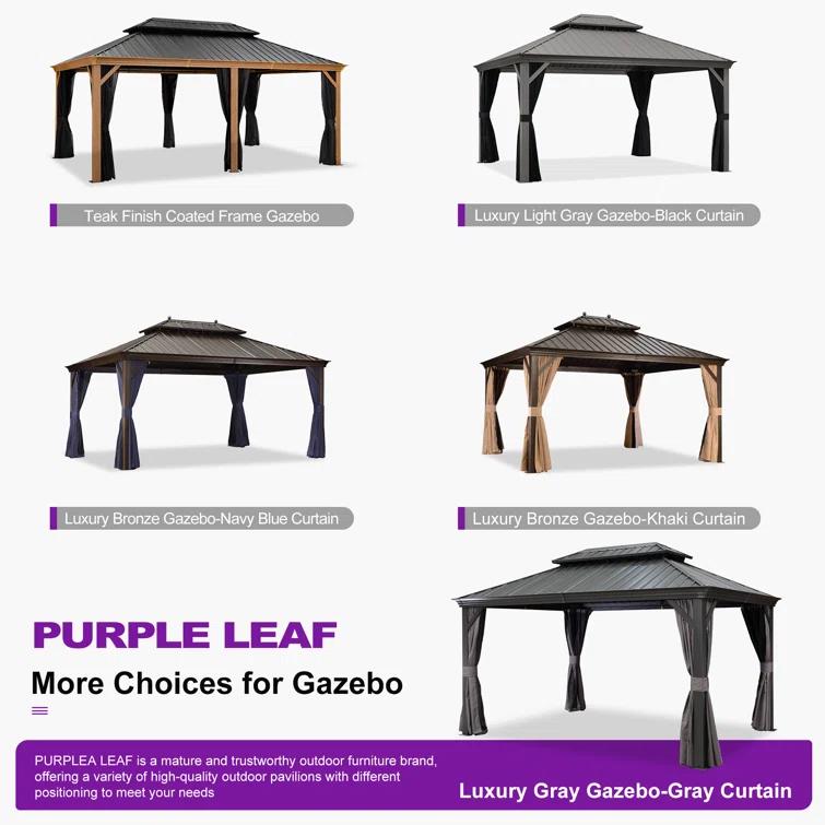 Purple Leaf 13' X 17' Hardtop Gazebo Aluminum Gazebo